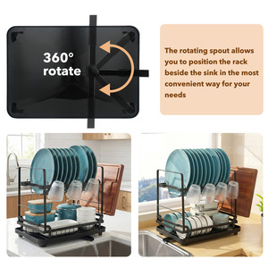 Escurridor de Platos Plegable de Acero Inoxidable de 2 Niveles, Estantes de Almacenamiento con Tubo de Drenaje, Organizador de Fregadero de Cocina, Decoración del Hogar - Product Image 2