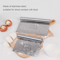 430 acier inoxydable cuisine farine pâtisserie outil Pizza diviseur gâteau crème grattoir pâte Cutter avec échelle de mesure