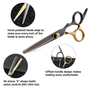 Lot de 10 ciseaux professionnels pour la coupe de cheveux, ciseaux à effiler, rasoir à cheveux, peigne, pinces, cape et étui pour coiffure - Product Image 4