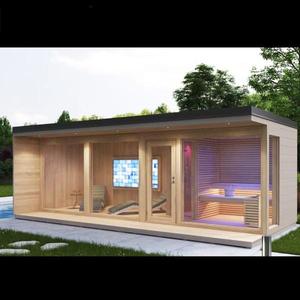 Cabaña de spa prefabricada de madera <span class=keywords><strong>Sauna</strong></span> de lujo al aire libre y casa de bañera de hidromasaje Jardín moderno Relajación Pod Retiro de bienestar resistente a la intemperie - Product Image 1