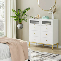 Table de Commode à Tiroirs en Verre avec Poignée en Or pour Fille, Miroir en Or Blanc Noir Doré, Classique pour Enfant