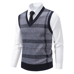 Nouveau Gilet <span class=keywords><strong>Pull</strong></span> <span class=keywords><strong>sans</strong></span> Manches <span class=keywords><strong>en</strong></span> Tricot Col <span class=keywords><strong>V</strong></span> pour Homme, Collection Automne Hiver 2026 du Fabricant lb - Product Image 2