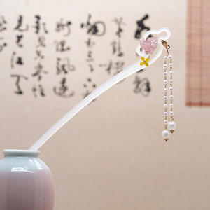 Horquilla de Pelo de Conejo <span class=keywords><strong>Rosa</strong></span> de Alta Calidad con Borla, Estilo Antiguo, Accesorio para el Cabello para <span class=keywords><strong>Mujer</strong></span> - Product Image 4