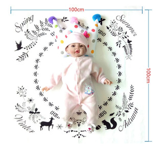 Photography Gift Soft Plush Newborn Baby Monthly Growth Floral Plush Swaddle Wrap Baby Milestone <strong>Blanket</strong> Fleece <strong>Memory</strong> <strong>Blanket</strong> - Product Image 4