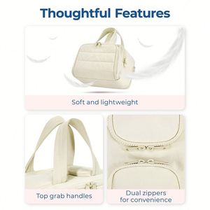 Boutique Travel Wide-Open Toiletry Bags Multi-Functional Large Capacity 4-In-1 Puffy Quilted Makeup Organizer <b>Pouch</b> - Product Image 4