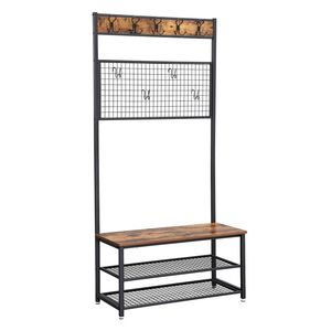 VASAGLE Industrial Style Entryway Organizer Furniture <strong>Standing</strong> Metal Wooden Clothes <strong>Hat</strong> Coat Rack With Shoes Rack - Product Image 2