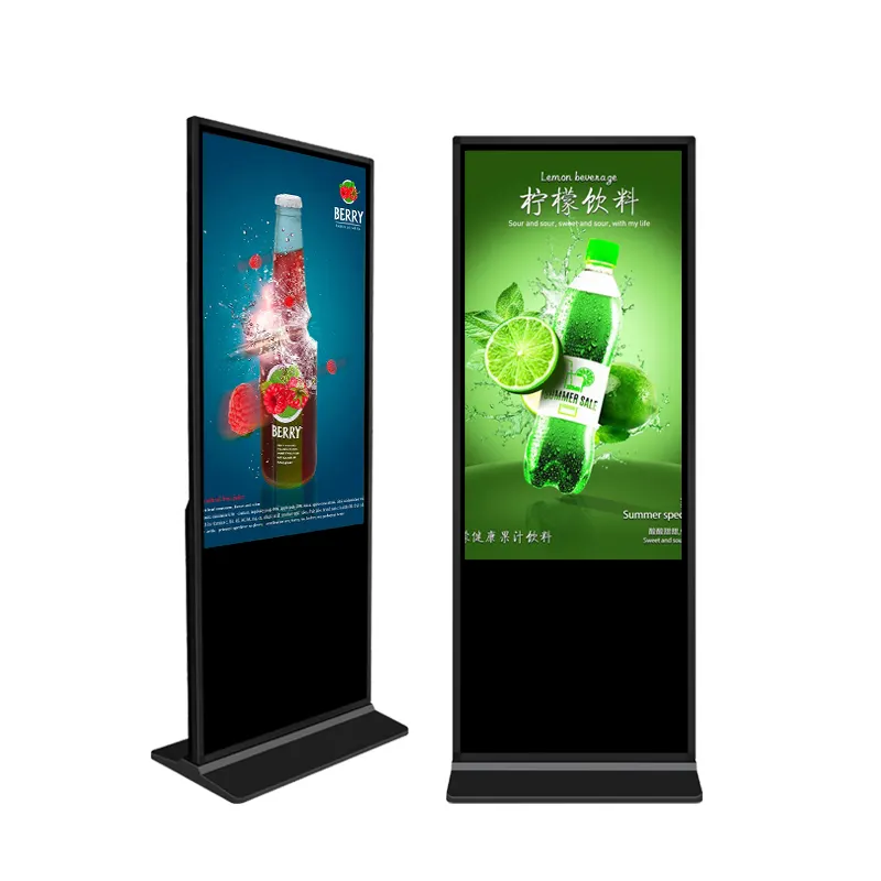इनडोर मंजिल स्टैंड वाणिज्यिक टच स्क्रीन विज्ञापन प्रदर्शन विज्ञापन उपकरणों डिजिटल साइनेज