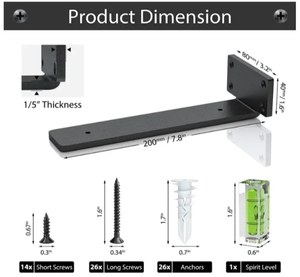 Heavy Duty Black Closet <strong>Rod</strong> <strong>Brackets</strong> Holder 10/12/14 Inch <strong>Shelf</strong> Support Hooks Wall Mounted <strong>Shelf</strong> and <strong>Rod</strong> with Screws <strong>Brackets</strong> - Product Image 3