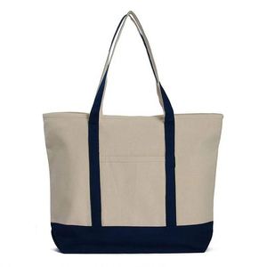 Bolsa de Mano Ecológica Premium para Compras, Playa, Yoga, Multibolsillos, Resistente, de Lona, Color Azul Marino y Rojo, con Bolsillo - Product Image 3