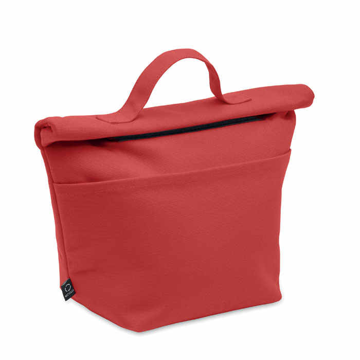 Customizable Recycled Cotton Thermal Bag | Insulated Lunch/Picnic Cooler with Roll-Up Hook Closure | Eco-Friendly Design