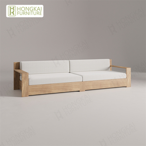 Ensemble canapé de jardin contemporain en bois de teck Table basse à cadre en teck pour l'extérieur Mobilier moderne Appartements Restaurants Plages - Product Image 3