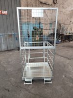 Cage de sécurité pour chariot élévateur, conteneur de stockage en treillis métallique galvanisé verrouillable pour entrepôt à grande hauteur