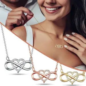 SC kalung liontin mewah desain bagus kalung berlian berkilau Kreatif Hati kalung tak terbatas untuk pria wanita
