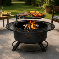 Barbecue de jardin à hauteur réglable avec rotation à 360° °   Table en maille métallique robuste pour barbecue extérieur, design cerf