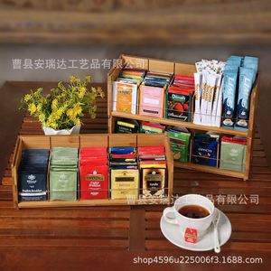 Estante de Almacenamiento para Bolsitas de Té de Bambú de Varias Capas, Organizador de Escritorio de 3 Niveles, Gran Capacidad, Madera Natural - Product Image 3