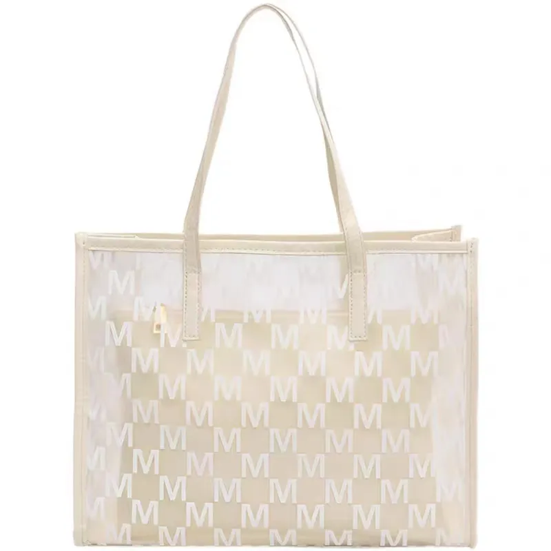 Bolsos de mano para mujer, bolso de mano de diseñador, bolso de mano de PVC transparente para compras grandes, bolso de hombro para mujer, bolso de playa de viaje