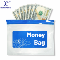 Sac à fermeture éclair de sécurité en gros, pochette anti-effraction pour documents confidentiels et argent liquide, en plastique