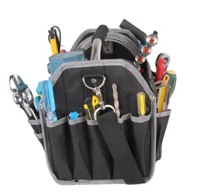 Tote Tool Bag Wholesale Heavy Duty Hard Base Canvas Large Open Rubber Bottom Tote Tool Bag For Plumbers