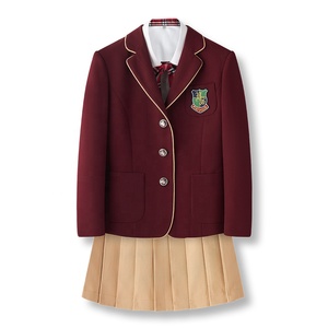 Nieuwste Kastanjebruine Kinder Unisex Schooluniform Sets Met Kraag Kaki Geplooide Rok En Broek Pak - Product Image 4