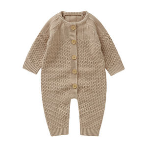 Mimixiong personnalisé hiver fil solide bébé vêtements nouveau-né enfant en bas âge bébé tricoté pyjamas Crochet tenues à manches longues barboteuse - Product Image 1
