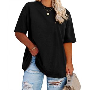 Fisoew Camiseta extragrande para mujer, cuello redondo, manga regular, jersey, top de verano, tallas grandes, túnica - Product Image 1