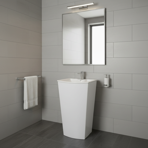 Mueble de baño blanco de diseño moderno con lavabo de cerámica y accesorio de promoción de escurridor - Product Image 1
