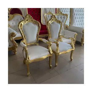 JJ230051 Kursi Sofa Tinggi Belakang Kursi Sofa Mewah Mewah Royal Kayu Raja dan Ratu Pernikahan