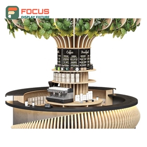 Boutique Coffee Merchandise Display Rack Open <b>Shelf</b> Layout Cup Lid Display Area Roastery Product Display Rack - Product Image 3