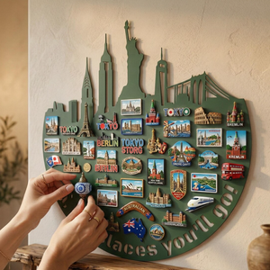 Tablero Magnético Personalizado con Siluetas de Ciudades del Mundo, Decoración de Pared Metálica para el Hogar - Product Image 5