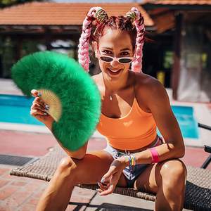 Arabou u eather ans intage tyle Lapper y Fan Fo oostume Arty y ancing. - Product Image 5