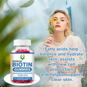 Hot Selling Premium Biotin Gummies Adult Healthcare <b>Supplement</b> Strawberry Flavored to Support Clear Skin and Immune System - Product Image 6