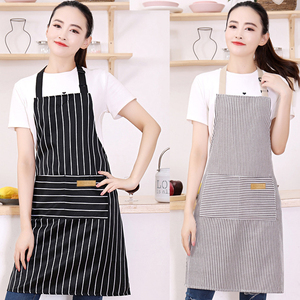 Ds4599 Có Thể Điều Chỉnh Bib Tạp Dề Với 2 Túi Đầu Bếp Nấu Ăn Nhà Bếp Nhà Hàng Tạp Dề Cho Phụ Nữ Người Đàn Ông Sọc Cotton Linen Tạp Dề - Product Image 3