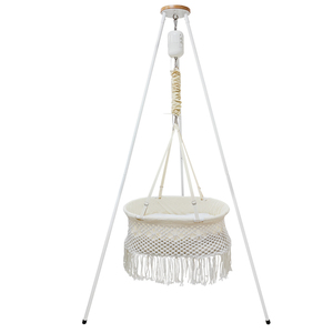 Hamaca de bebé de macramé bohemio moderno, cama Columpio de algodón tejida a mano para recién nacidos, cuna colgante para interiores y exteriores, dormitorio de Hotel - Product Image 2