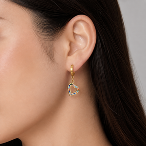 Pendientes de Aro con Corazón de Circonita, Acero Inoxidable, Chapado al Vacío en Oro de 14K, Joyería con Corazón Transparente o Multicolor - Product Image 5
