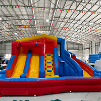Pista de Obstáculos Inflable con Tobogán Integrado, Muro de Escalada, Múltiples Carriles, para Niños y Adultos, PVC Ecológico, Capacidad de 500 kg, Logotipo Personalizado