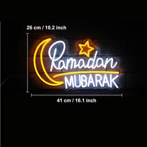Letrero de Neón Ramadán Mubarak, Arte Islámico de Pared, Letreros de Eid Mubarak, Luz de Neón LED con Forma de <span class=keywords><strong>Luna</strong></span> y Estrella, Letrero de Neón LED Regulable para Ramadán, Bismillah - Product Image 6