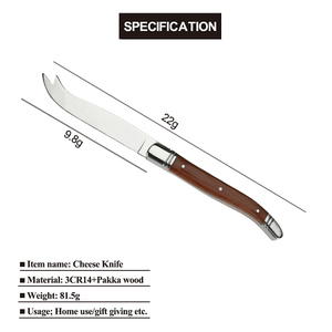 <span class=keywords><strong>Couteau</strong></span> à fromage <span class=keywords><strong>Laguiole</strong></span> à lame fixe écologique en acier inoxydable 3cr14 avec manche en bois de rose, épandeur de beurre, trancheur, compatible lave-vaisselle - Product Image 4