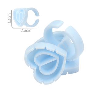 Anneaux de colle pour extensions de cils jetables en silicone personnalisés Pinky Leem, forme de cœur, plastique, 100 pièces - Product Image 1