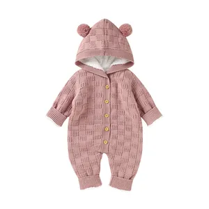 mimixiong knitted newborn baby lined rompers clothing jumpsuits babies clothes toddler Hoodie Rompers onesies