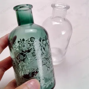 Retro empty reed diffuser bottles antique green glass perfume bottles