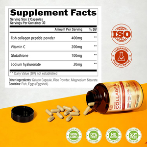 Super Complément en Gélules Éclaircissantes pour la Peau : Acide Hyaluronique et Peptides de <span class=keywords><strong>Collagène</strong></span> Marin - Product Image 2