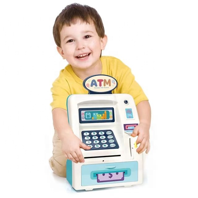 Оптовая продажа, копилка, безопасный материал, обучающая игрушка, коробка для экономии денег с подсветкой и звуком, Копилка-Банкомат