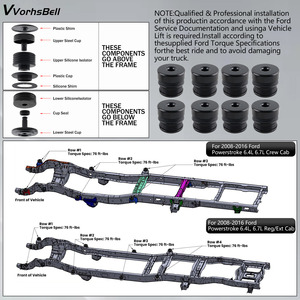 ชุดติดตั้งยางกันกระแทก VorhsBell สำหรับฟอร์ด F-250 F-350 ครูว์แค็บ ปี 2008-16 อะไหล่ซิลิโคนสีดำ - Product Image 2