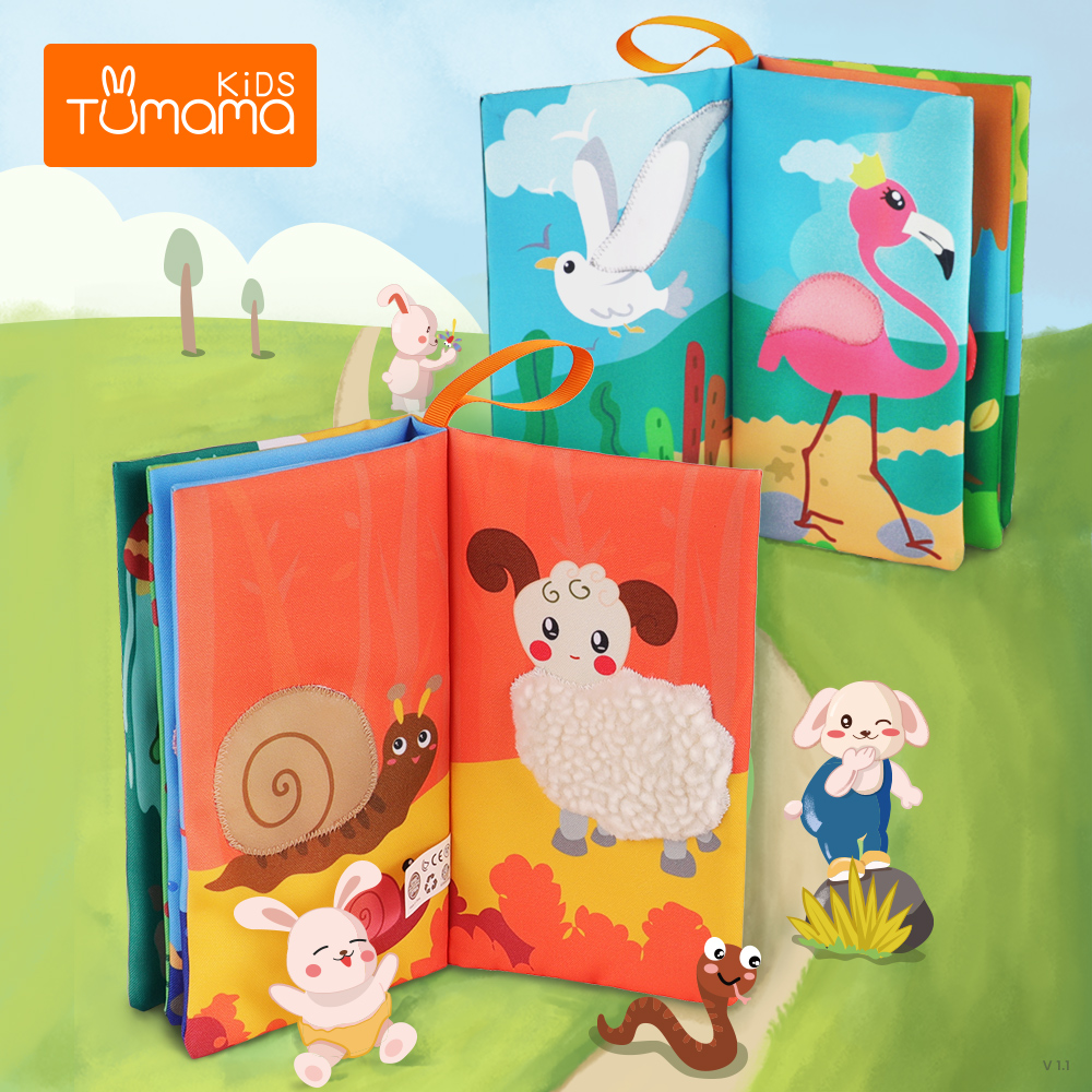 Детская Мягкая тканевая книга Tumama для раннего обучения, с объемными крыльями животных