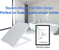 Chine Vente en gros Conception unique mince Forme carrée Urée Couvercle de Wc à fermeture souple Couvre-siège de toilette de haute qualité