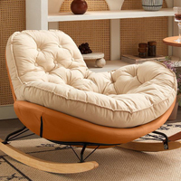 Fauteuil à bascule confortable en bois épaissi style pingouin pour salon, chambre, balcon, maison, détente, canapé paresseux pour une personne