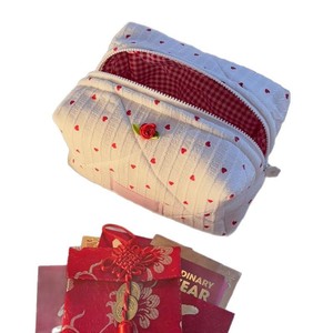 Bolsa de cosméticos con forma de corazón estilo coreano, bolsa de viaje con cremallera para el cuidado de la piel, bolsa de almacenamiento de cosméticos portátil de gran capacidad. - Product Image 5