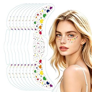 Autocollant de tatouage temporaire imperméable et résistant à la transpiration, patch facial pour fête, tatouage temporaire sexy doré à la laque de soleil pour femme - Product Image 1