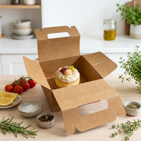 Boîte à gâteau en papier kraft avec poignée, boîte d'emballage pliable écologique pour pâtisserie à emporter, pour boulangerie, dessert, cadeau