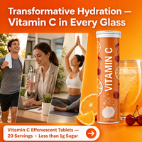 Servicio OEM, Tabletas Efervescentes Disolubles de Vitamina C Natural para Adultos, 20 Porciones, Absorción Rápida, Refuerzo Inmunológico